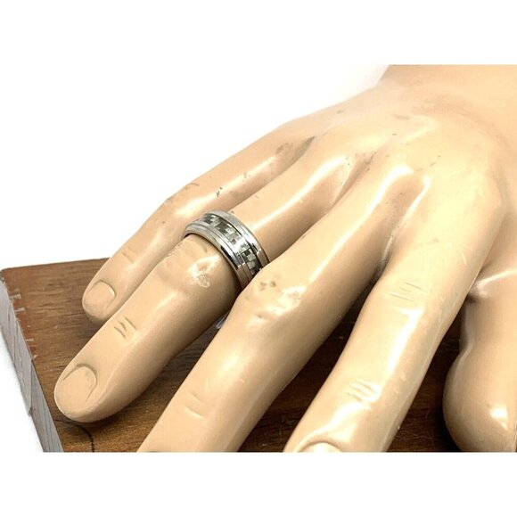 Men's Wedding Band Cobalt Chrome Benchmark Gray Silver 9mm Wide Ring Size 11 - Picture 13 of 14